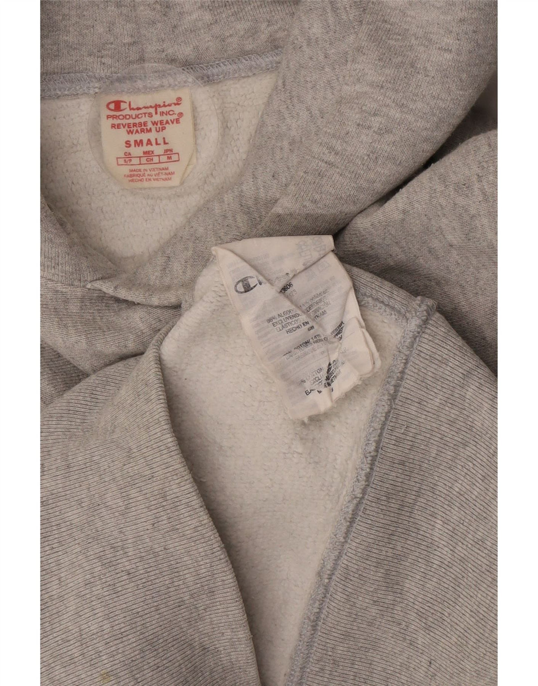 Champion Mens Graphic Hoodie Jumper Small Grey Cotton