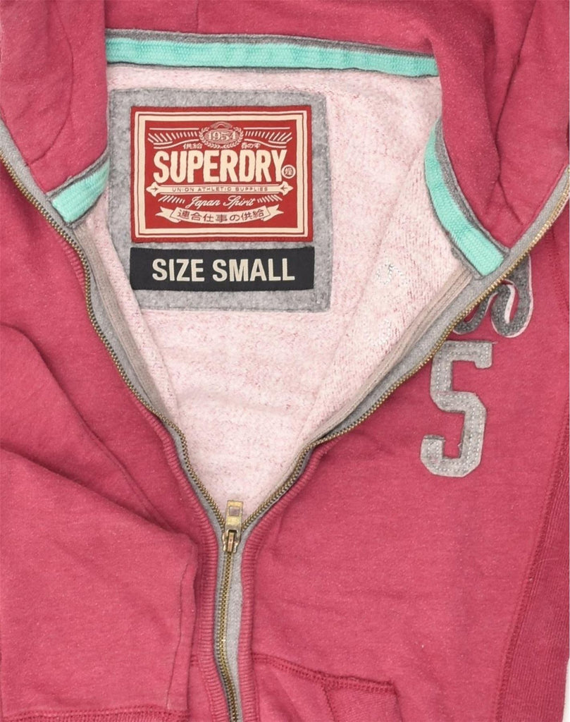 SUPERDRY Womens Zip Hoodie Sweater UK 10 Small Pink Cotton | Vintage Superdry | Thrift | Second-Hand Superdry | Used Clothing | Messina Hembry 