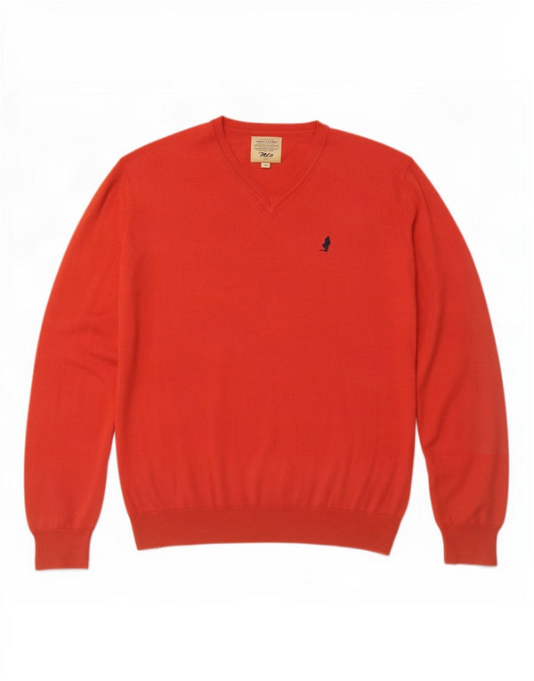 Marlboro Classics Mens V-Neck Jumper Sweater Medium Red