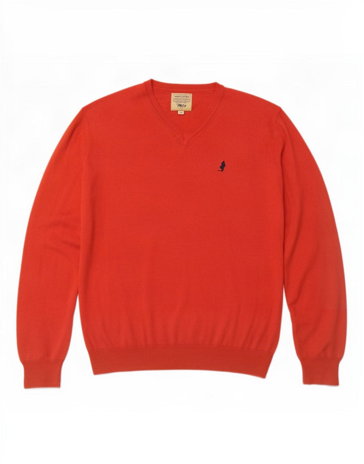 Marlboro Classics Mens V-Neck Jumper Sweater Medium Red