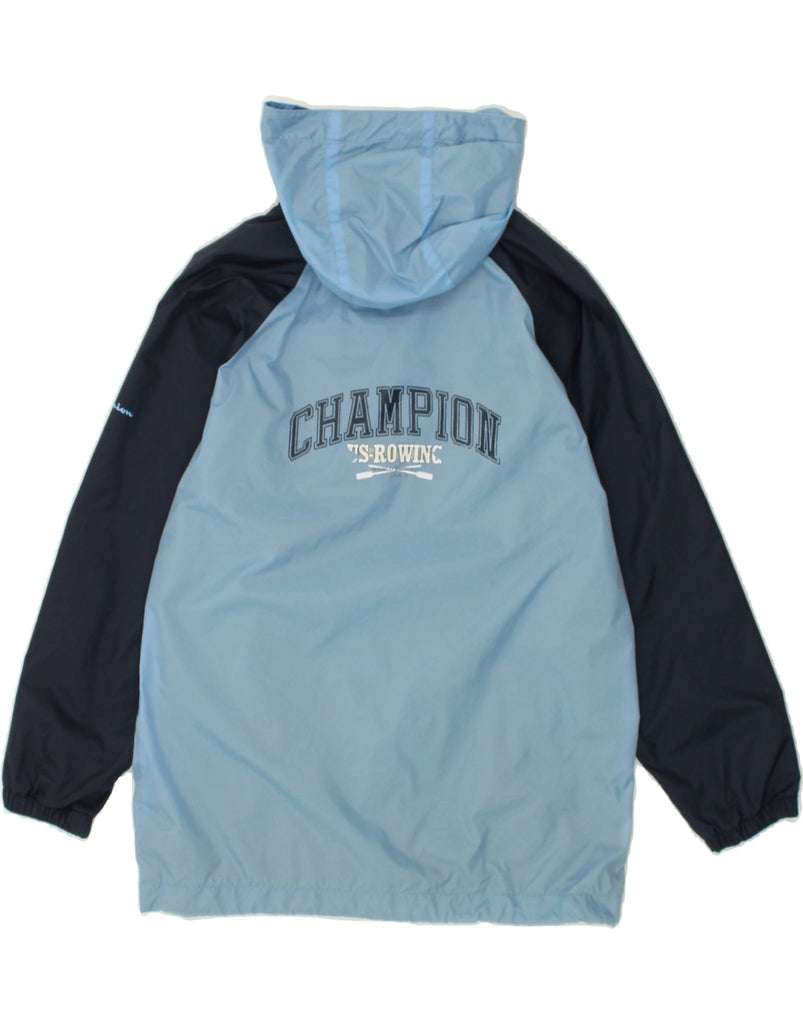 CHAMPION Boys Graphic Hooded Raincoat 9-10 Years Blue Colourblock | Vintage Champion | Thrift | Second-Hand Champion | Used Clothing | Messina Hembry 