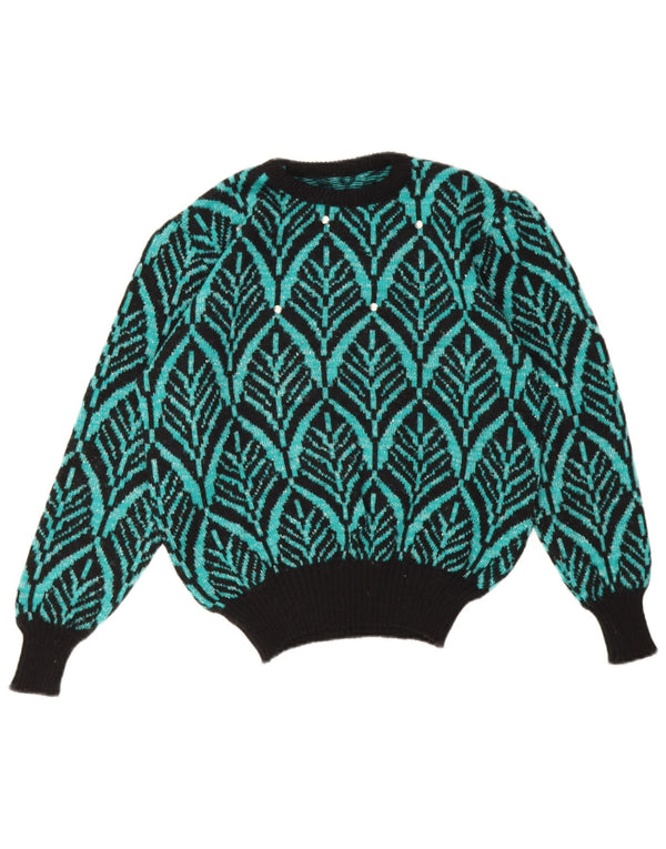Vintage Womens Loose Fit Crew Neck Jumper Sweater UK 10 Small Green