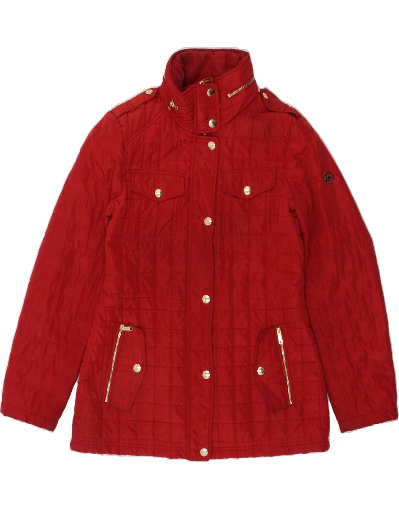 MICHAEL KORS Womens Quilted Jacket UK 10 Small Red Polyester | Vintage Michael Kors | Thrift | Second-Hand Michael Kors | Used Clothing | Messina Hembry 