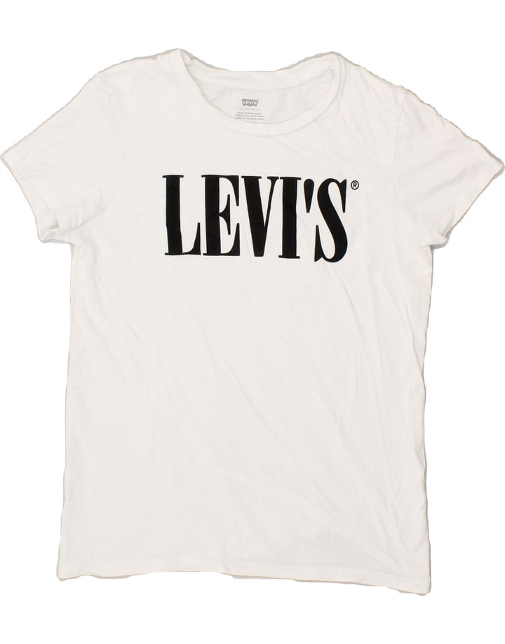 LEVI'S Womens Graphic T-Shirt Top UK 6 XS White | Vintage Levi's | Thrift | Second-Hand Levi's | Used Clothing | Messina Hembry 