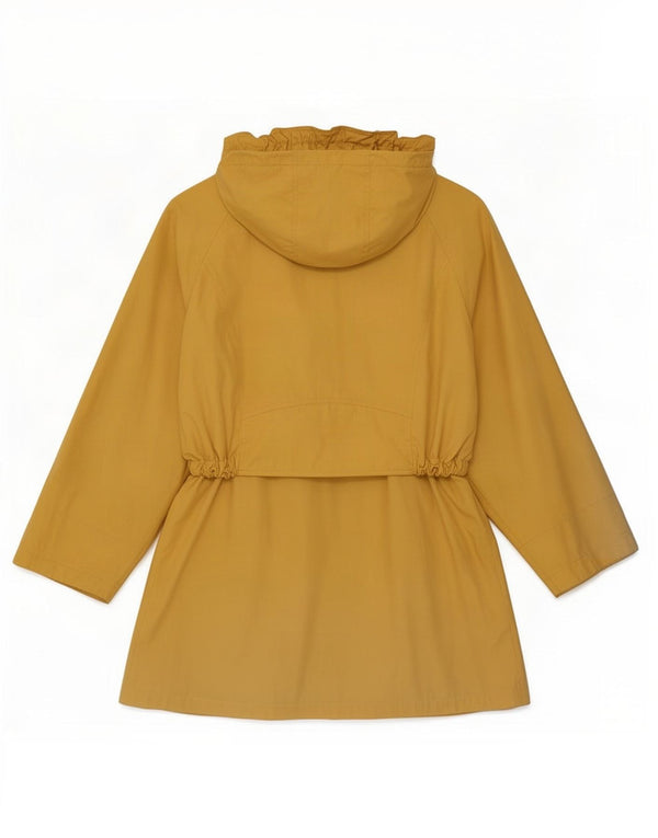 Vintage Womens Hooded Oversized Double Breasted Coat UK 16 Large Yellow