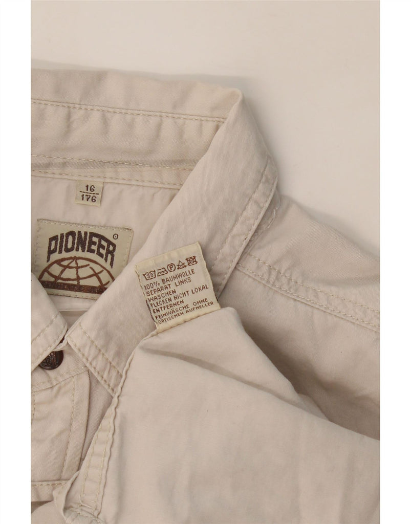 PIONEER Mens Shirt Size 16 Large Beige Cotton Vintage Pioneer and Second-Hand Pioneer from Messina Hembry 