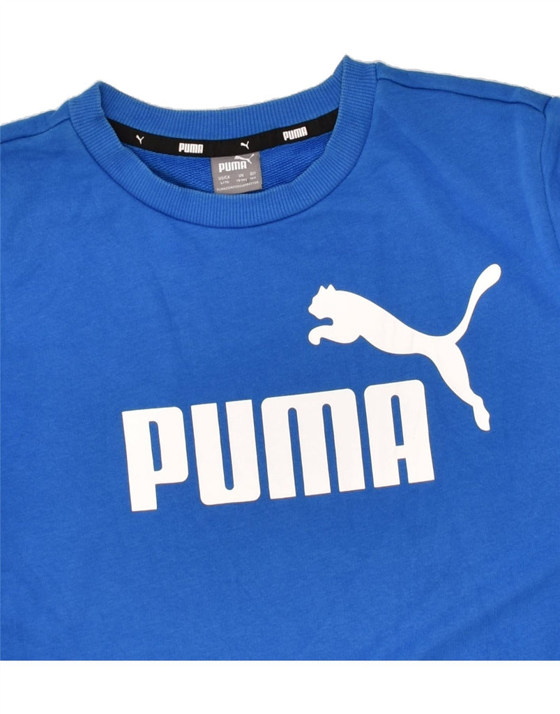 PUMA Boys Graphic Sweatshirt Jumper 13-14 Years Blue Cotton | Vintage Puma | Thrift | Second-Hand Puma | Used Clothing | Messina Hembry 