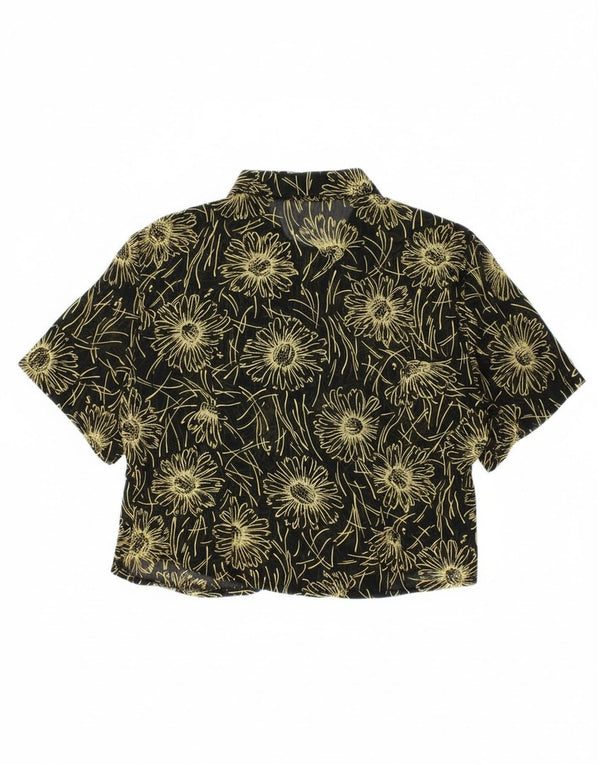 CLOCK HOUSE Womens Short Sleeve Shirt Blouse IT 40 Small Black Floral