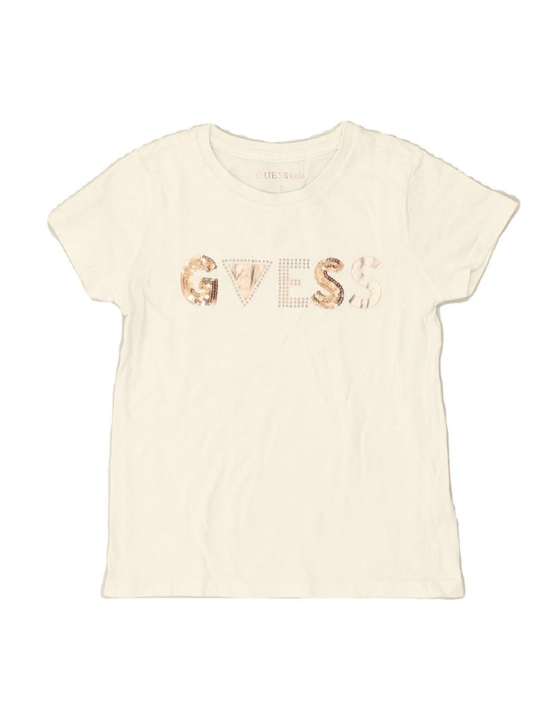 GUESS Girls Graphic T-Shirt Top 5-6 Years White | Vintage Guess | Thrift | Second-Hand Guess | Used Clothing | Messina Hembry 