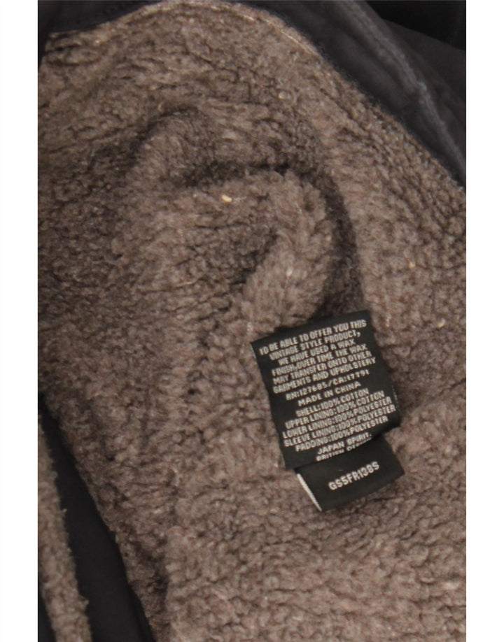 SUPERDRY Womens Hooded Parka Jacket UK 16 Large Navy Blue Cotton