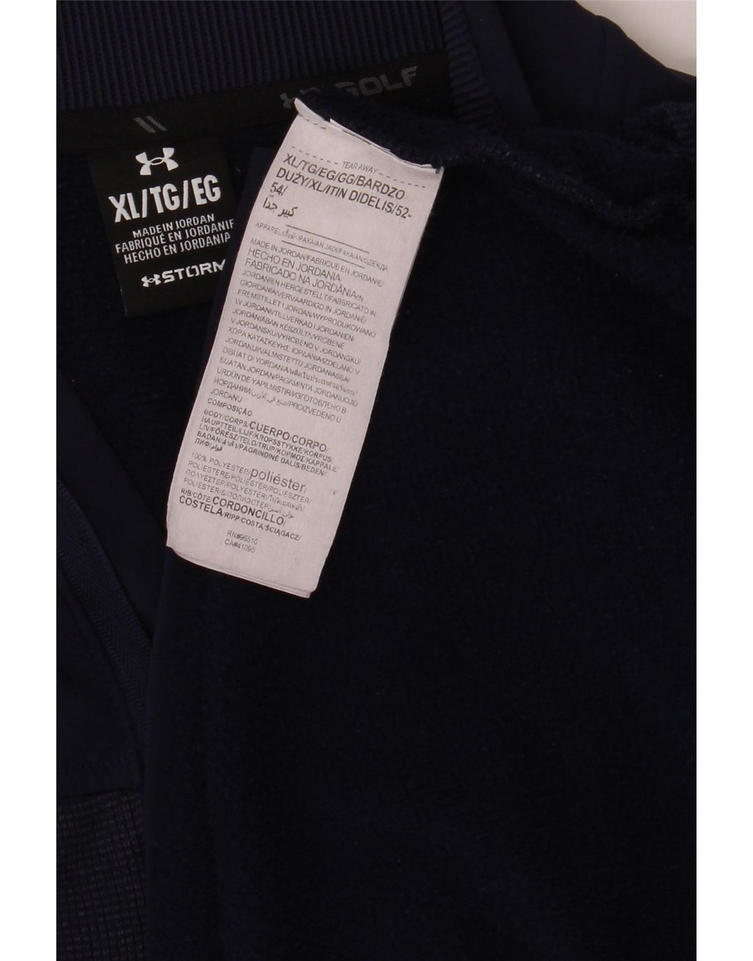 UNDER ARMOUR Mens Zip Neck Sweatshirt Jumper XL Navy Blue Polyester