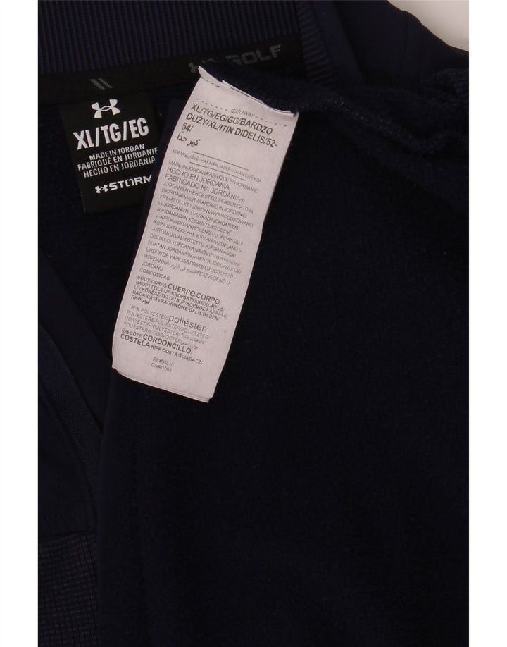 UNDER ARMOUR Mens Zip Neck Sweatshirt Jumper XL Navy Blue Polyester