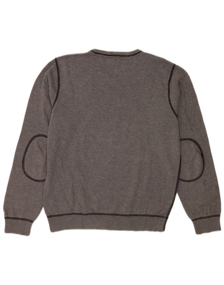 Tommy Hilfiger Mens V-Neck Jumper Sweater Medium Grey Cotton