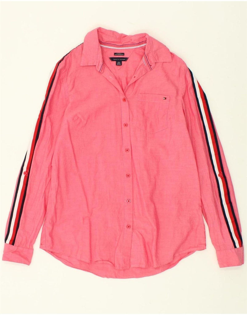 TOMMY HILFIGER Womens Relaxed Fit Shirt UK 6 XS Pink Cotton Vintage Tommy Hilfiger and Second-Hand Tommy Hilfiger from Messina Hembry 