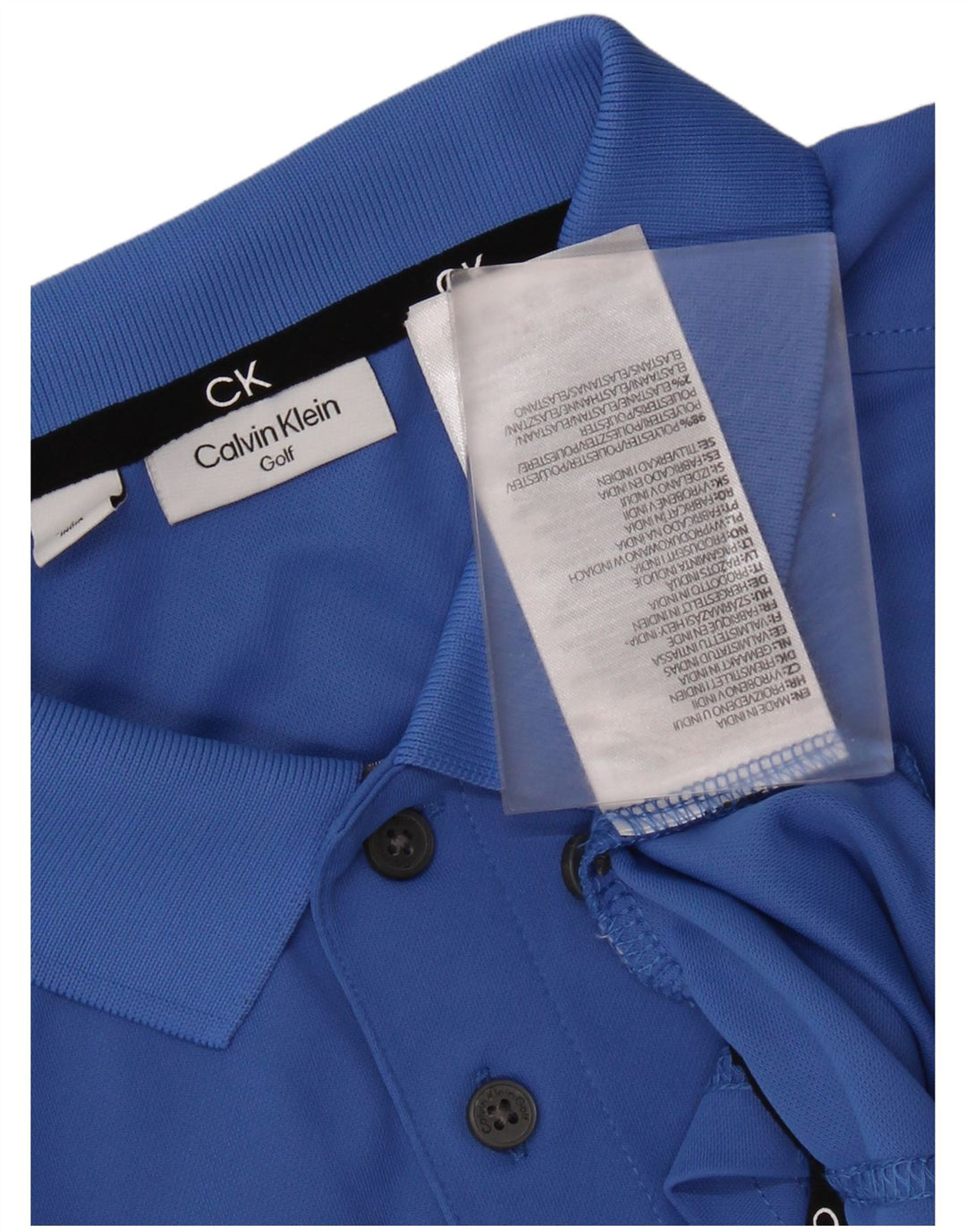 CALVIN KLEIN Mens Graphic Polo Shirt Medium Blue Polyester