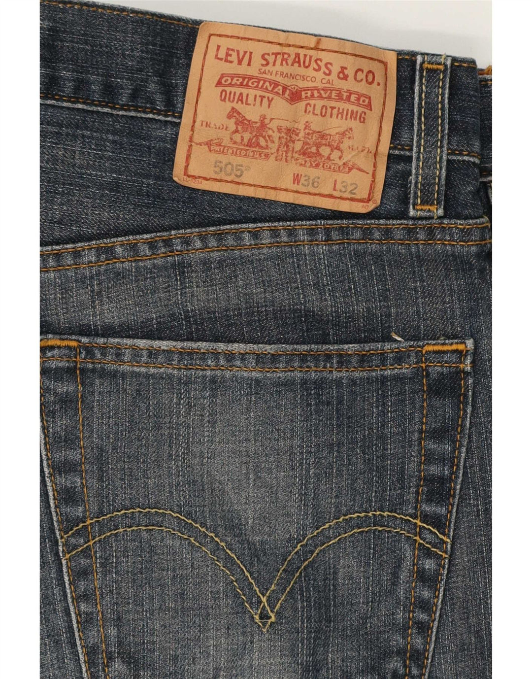 Levi's Mens 505 Regular Fit Straight Jeans W36 L29 Blue Cotton