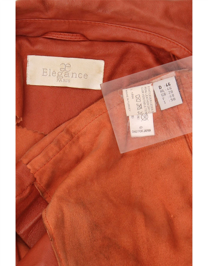 ELEGANCE PARIS Womens 2 Button Blazer Jacket UK 20 2XL Brown Leather