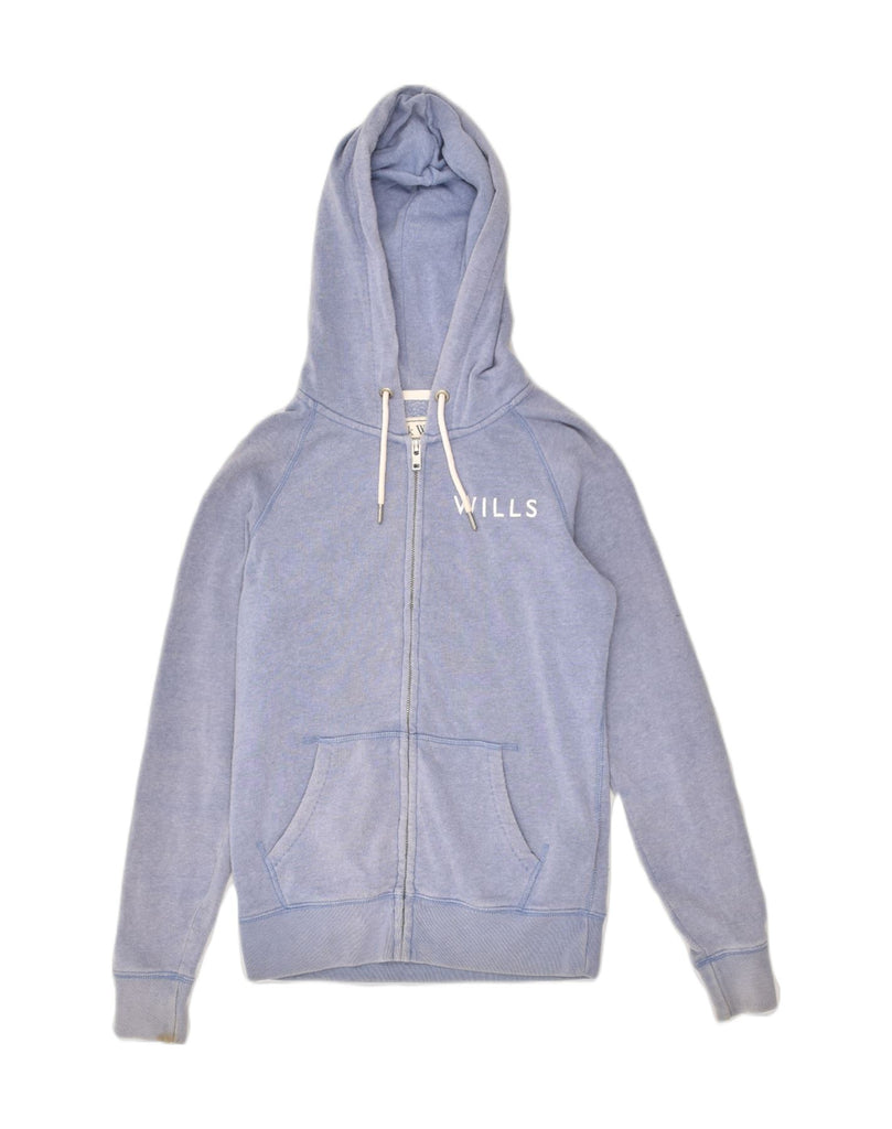 JACK WILLS Womens Zip Hoodie Sweater UK 8 Small Blue Cotton | Vintage Jack Wills | Thrift | Second-Hand Jack Wills | Used Clothing | Messina Hembry 