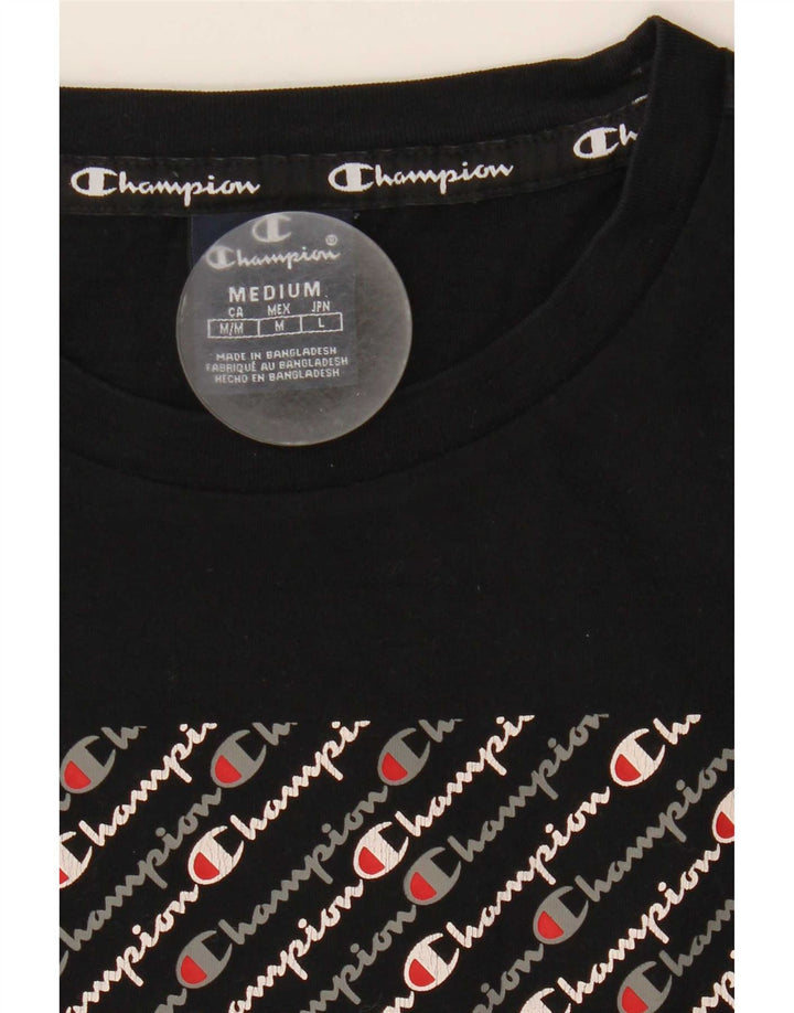 Champion Mens Graphic T-Shirt Top Medium Black