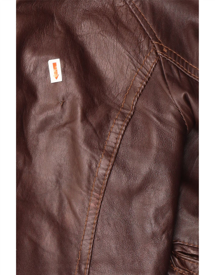 Sandro Ferrone Womens Crop Leather Jacket UK 18 XL Brown