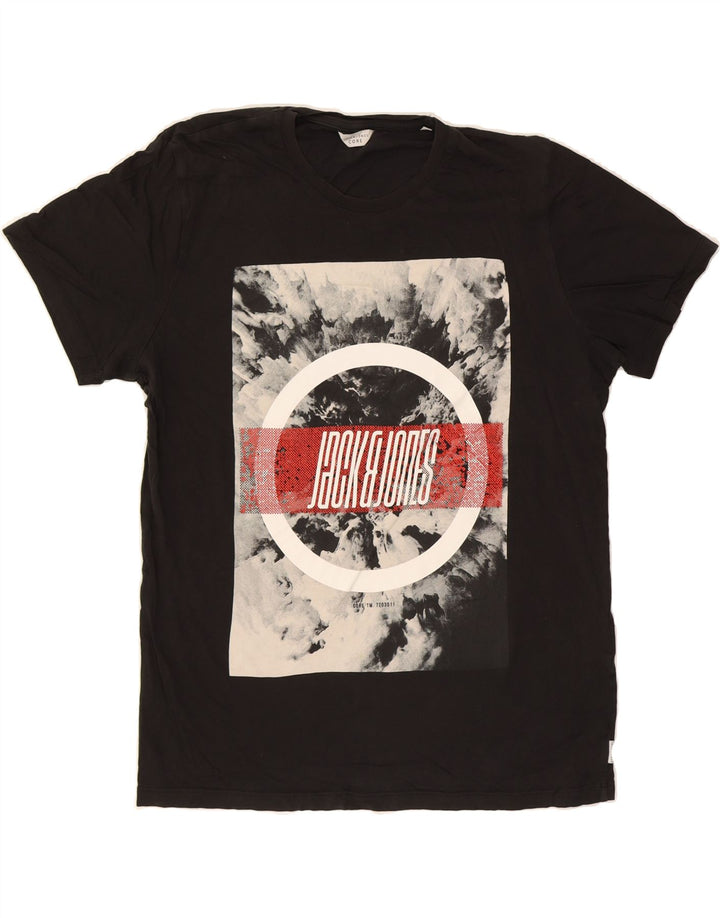 JACK & JONES Mens Graphic T-Shirt Top Large Black Cotton Vintage Jack & Jones and Second-Hand Jack & Jones from Messina Hembry 
