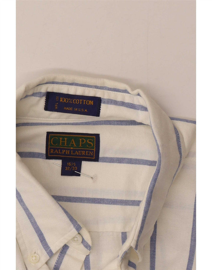 Chaps Mens Shirt Size 16 1/2 Large White Pinstripe Cotton