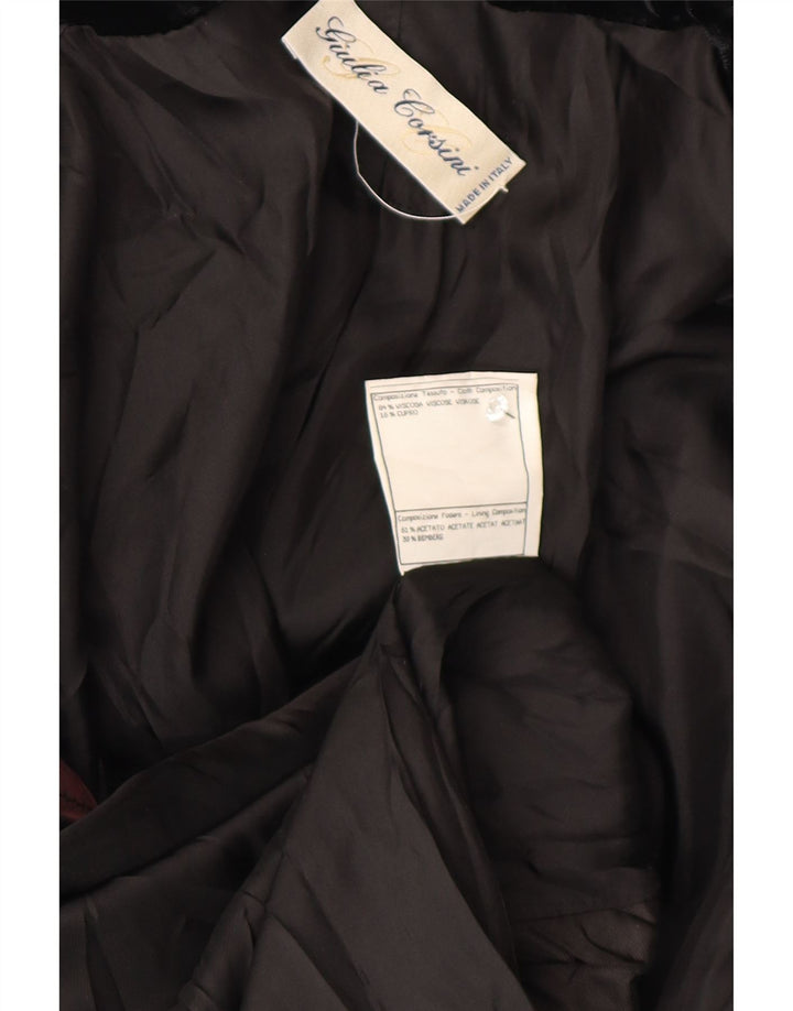 Vintage Womens 3 Button Velvet Blazer Jacket UK 14 Large Black Viscose
