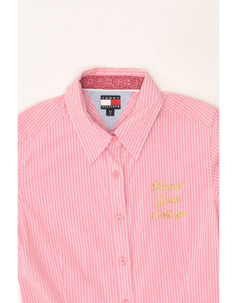 TOMMY HILFIGER Girls Shirt 11-12 Years Medium  Pink Pinstripe Cotton | Vintage Tommy Hilfiger | Thrift | Second-Hand Tommy Hilfiger | Used Clothing | Messina Hembry 