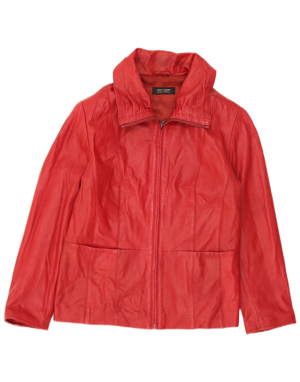Julia S. Roma Womens Leather Jacket UK 18 XL Red Leather