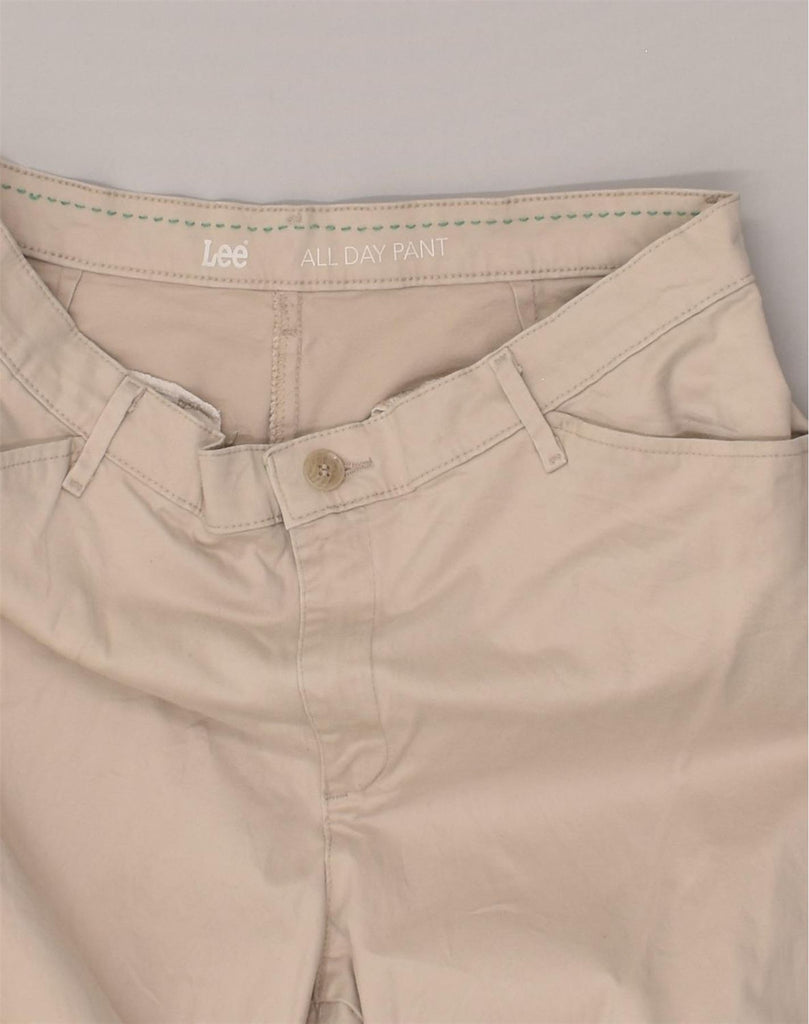 LEE Womens Straight Casual Trousers US 14 XL W36 L32 Beige Cotton | Vintage Lee | Thrift | Second-Hand Lee | Used Clothing | Messina Hembry 