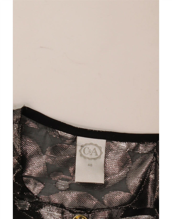 C & A Womens Short Sleeve Abstract Pattern Shirt Blouse IT 48 XL Silver