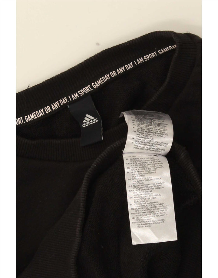 Adidas Womens Graphic Sweatshirt Jumper UK 14 Medium Black Cotton