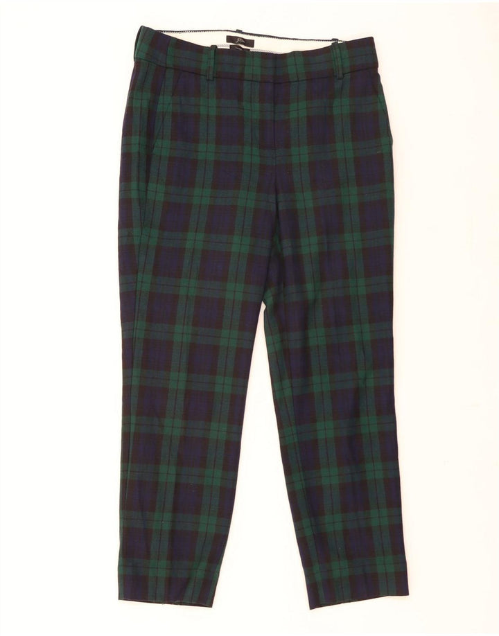 J. Crew Womens Cameron Cropped Trousers US 6 Medium W30 L26 Green Plaid