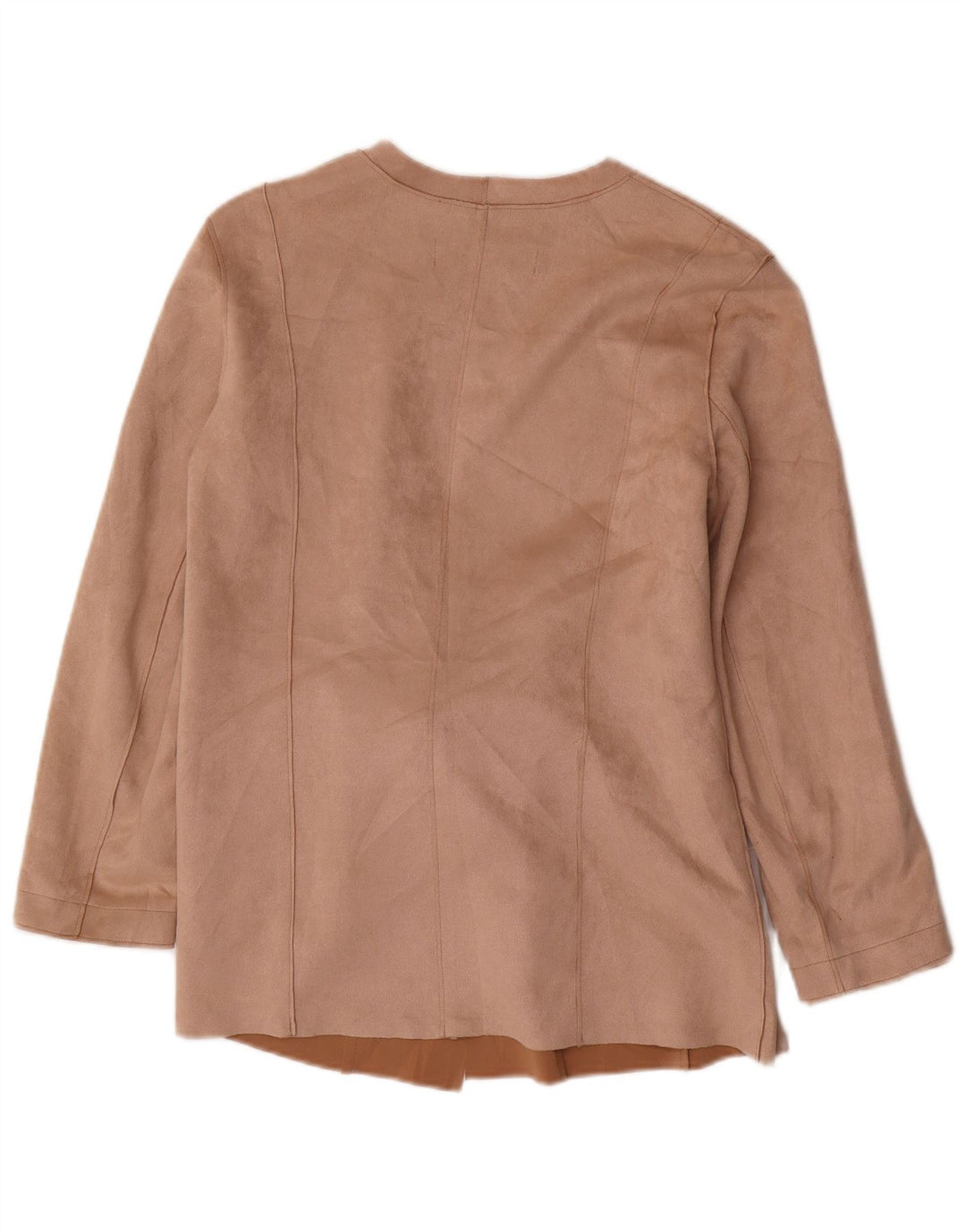 Zara Womens Faux Suede Blazer Jacket UK 12 Medium Beige