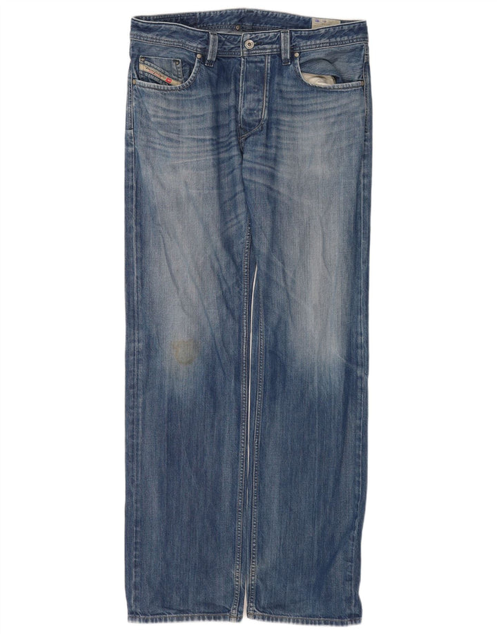 Diesel Mens Straight Jeans W34 L34 Blue Cotton