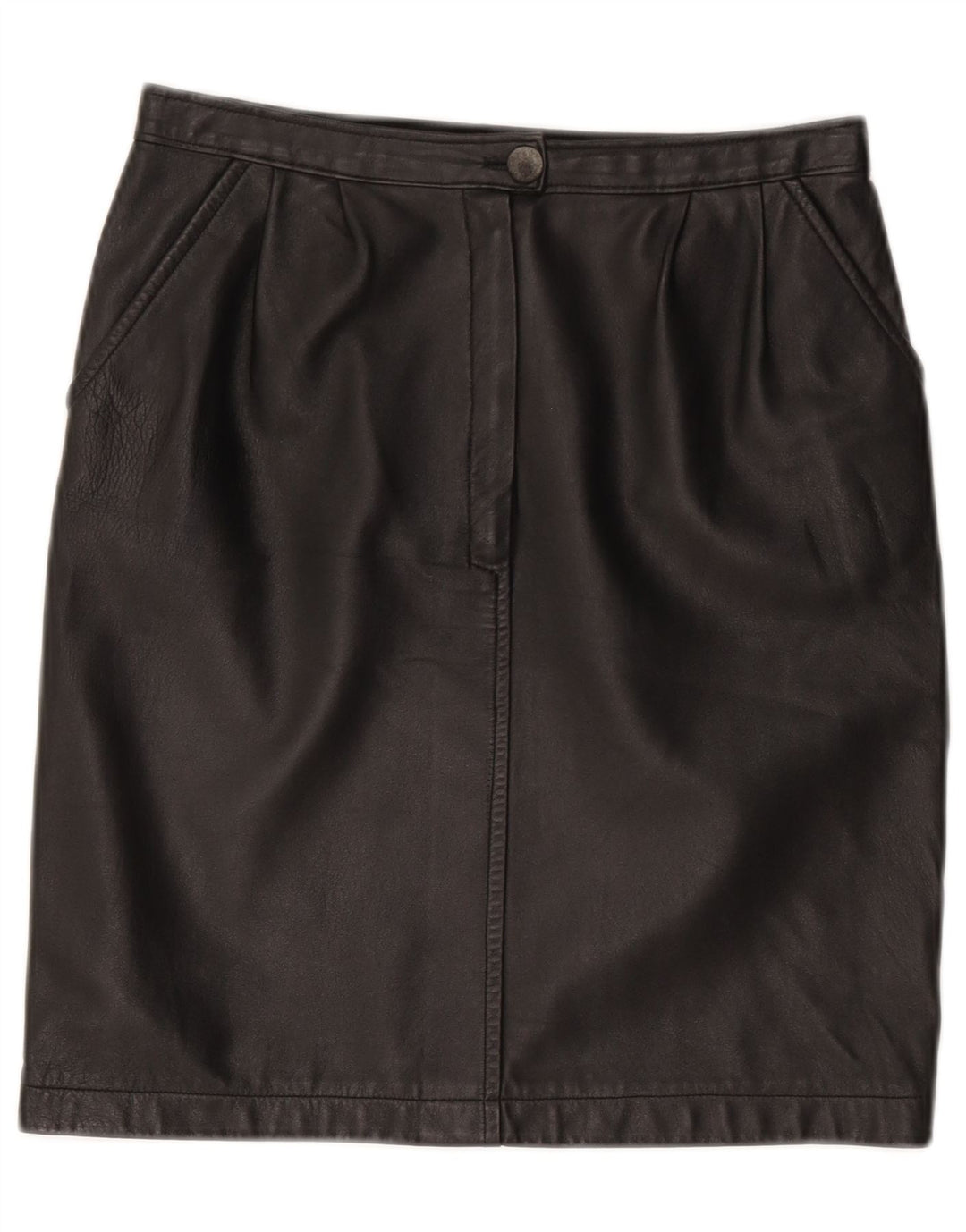 Vintage Womens Leather Skirt W28 Medium Black