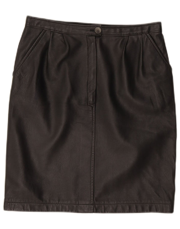 Vintage Womens Leather Skirt W28 Medium Black