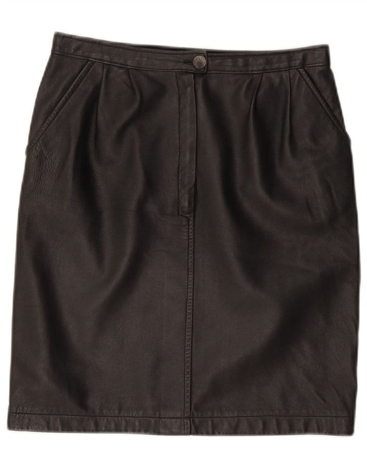 Vintage Womens Leather Skirt W28 Medium Black