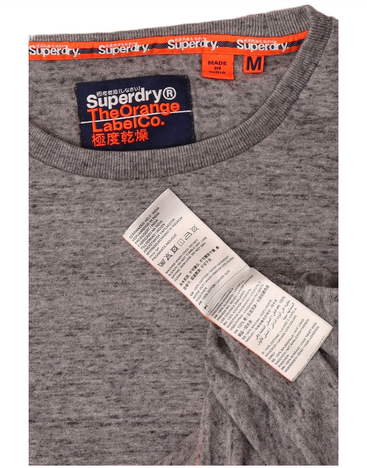 Superdry Mens Top Long Sleeve Medium Grey Flecked Cotton