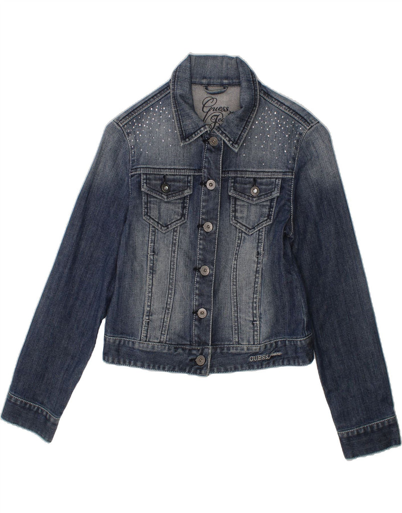 GUESS Girls Graphic Denim Jacket 9-10 Years Blue Cotton Vintage Guess and Second-Hand Guess from Messina Hembry 