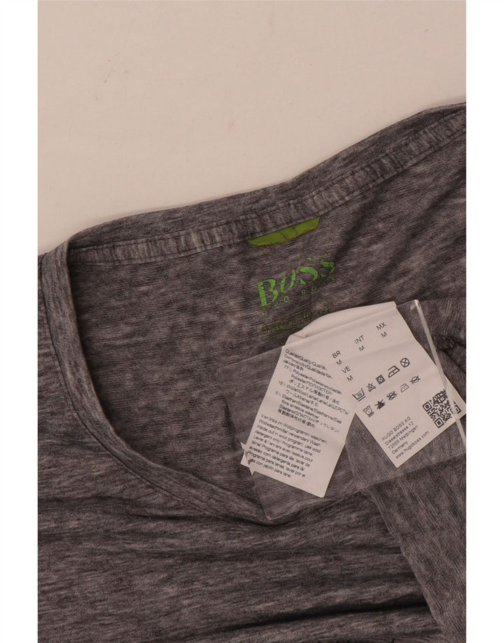 Hugo Boss Mens T-Shirt Top Medium Grey Geometric Polyester