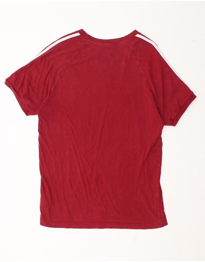 Adidas Mens T-Shirt Top Medium Burgundy Cotton