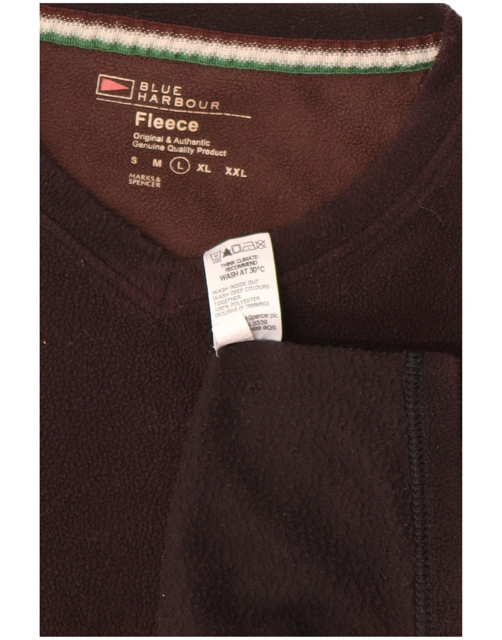 Marks & Spencer Mens Blue Harbour Fleece Jumper Large Brown Polyester