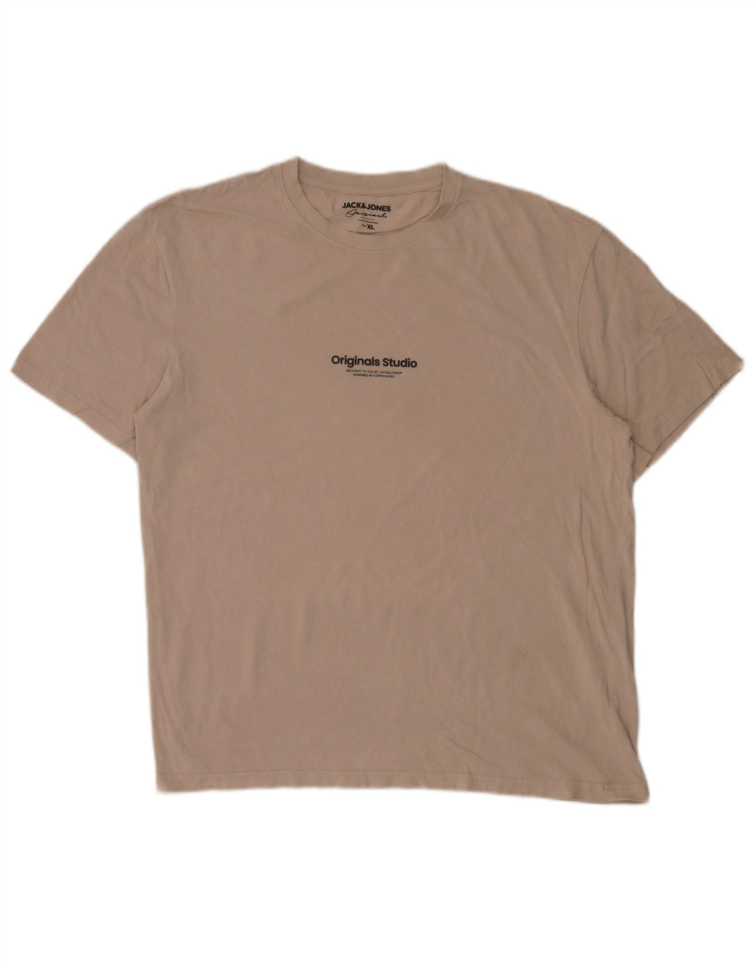 JACK & JONES Mens T-Shirt Top XL Beige Cotton