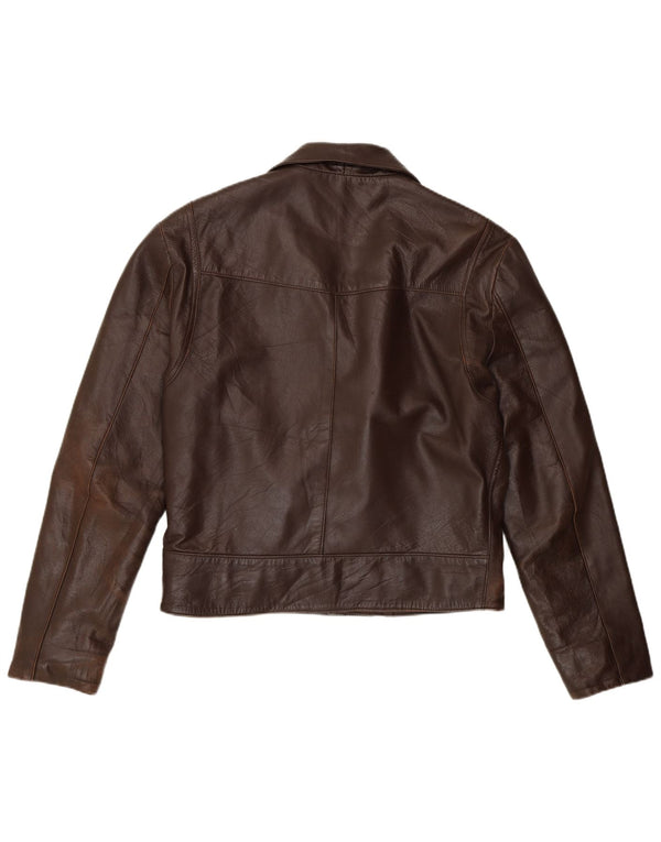 Vintage Mens Leather Biker Jacket UK 40 Large Brown Leather
