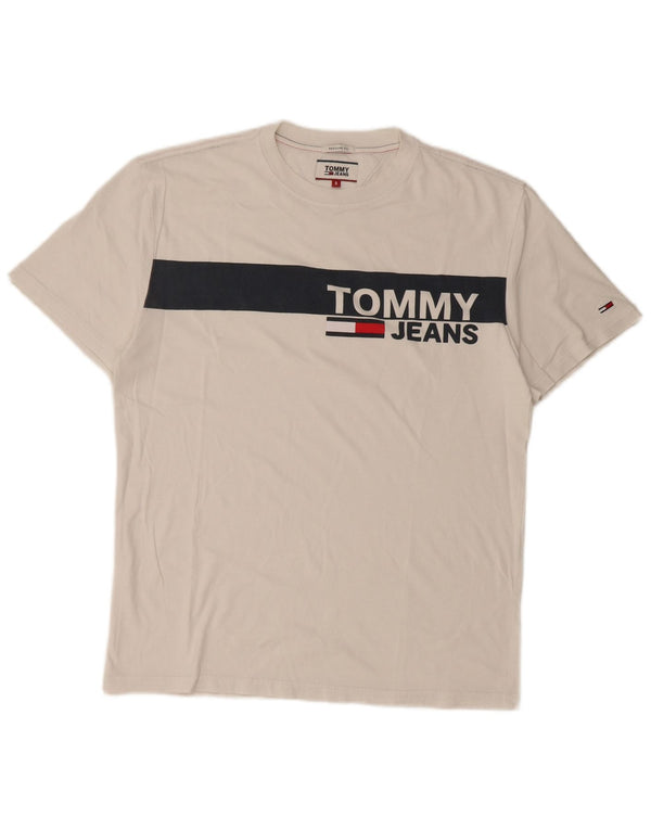 TOMMY HILFIGER Mens Graphic T-Shirt Top Small White Colourblock