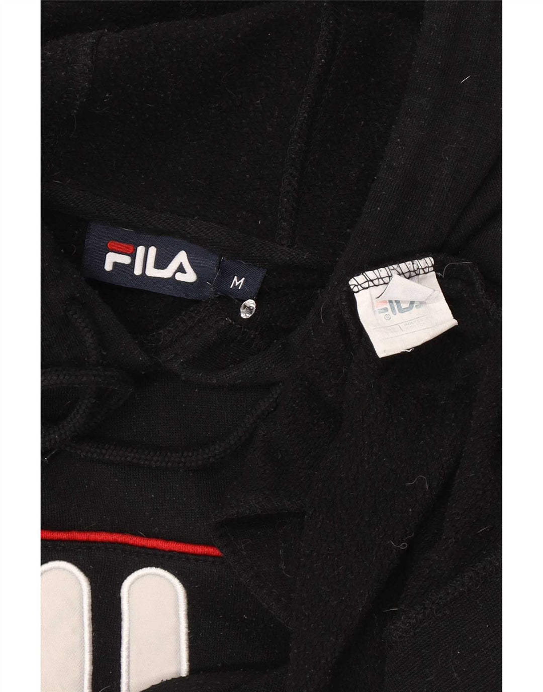 Fila Mens Graphic Hoodie Jumper Medium Black Striped Polyester