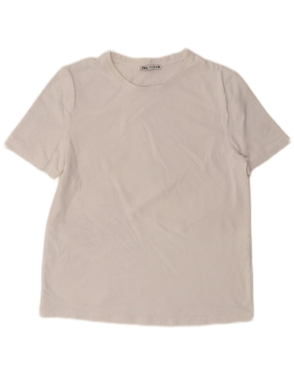 Zara Womens T-Shirt Top UK 14 Medium White Cotton