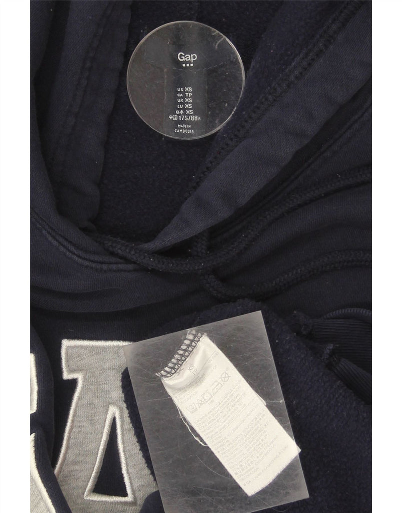 GAP Womens Graphic Oversized Hoodie Jumper UK 6 XS Navy Blue Cotton Vintage Gap and Second-Hand Gap from Messina Hembry 