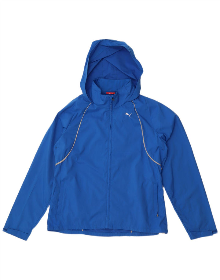 Puma Womens Hooded Rain Jacket UK 16 Large Blue Polyester